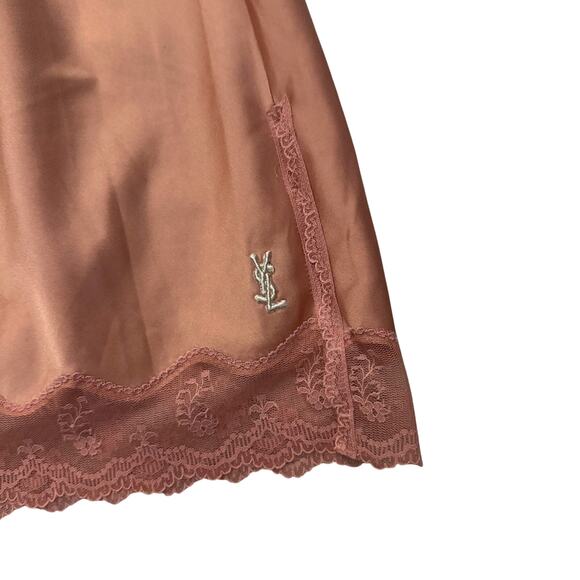 Yves Saint Laurent Vintage Lace Slip Skirt Apricot Salmon Size L - Picture 8 of 9